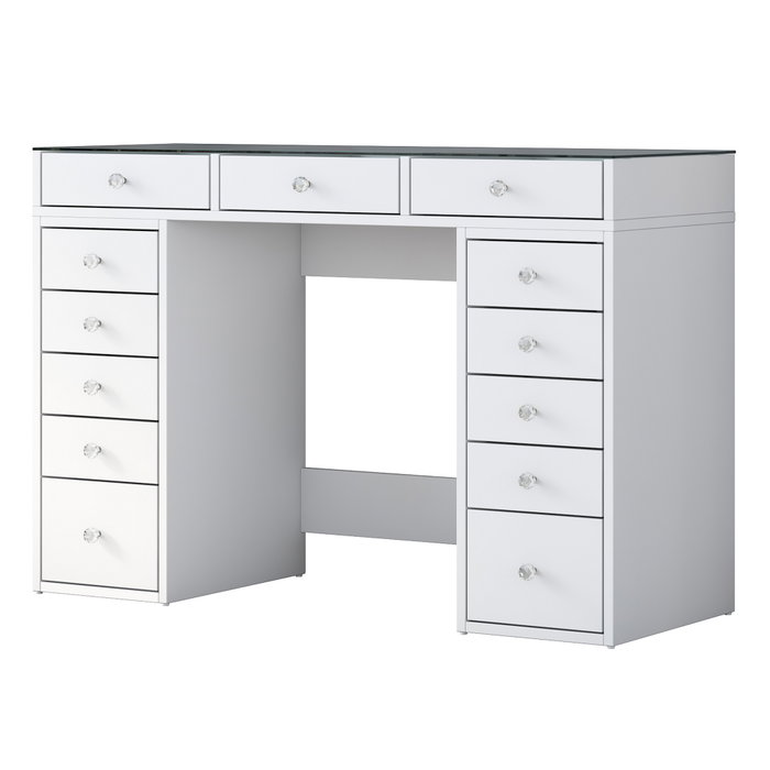 Hanah Home Mesa de Maquillaje Blanca con Espejo y 2 Cajones Hanah Home Mesa de Maquillaje Blanca con Espejo y 2 Cajones